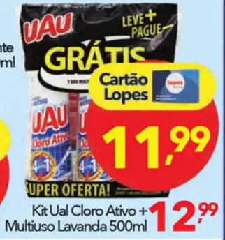 Lopes Supermercados Kit Uau Cloro Ativo + Multiuso Lavanda 500ml oferta