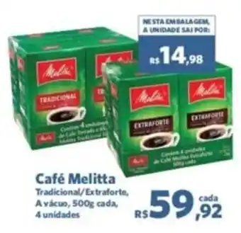 Sam's Club Café Melitta Tradicional/Extraforte, A vácuo, 500g cada, 4 unidades oferta