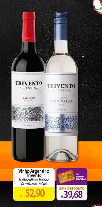 Atacadão Vinho Argentino Trivento Malbec/White Malbec Garrafa com 750ml oferta