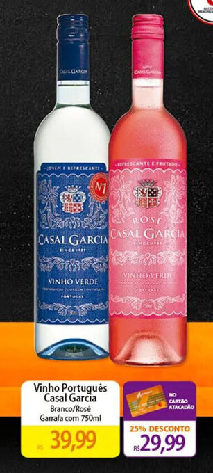 Atacadão Vinho Português Casal Garcia Branco/Rosé Garrafa com 750ml oferta
