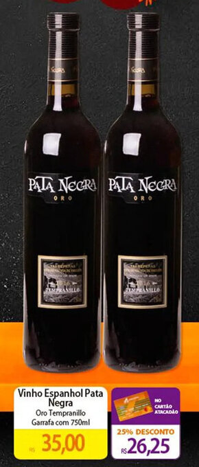 Atacadão Vinho Espanhol Pata Negra Oro Tempranillo Garrafa com 750ml oferta