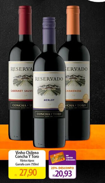 Vinho Chileno Concha y Toro Vários tipos Garrafa com 750ml