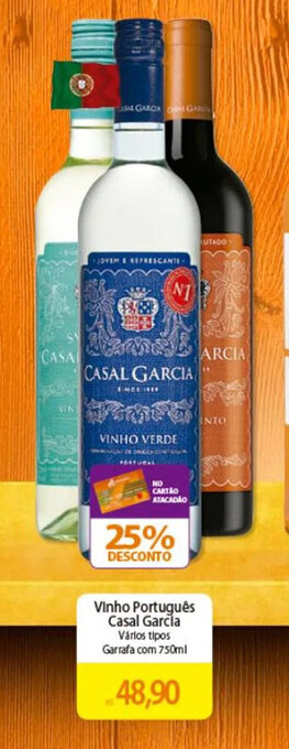 Atacadão Vinho Português Casal Garcia Vários tipos Garrafa com 750ml oferta