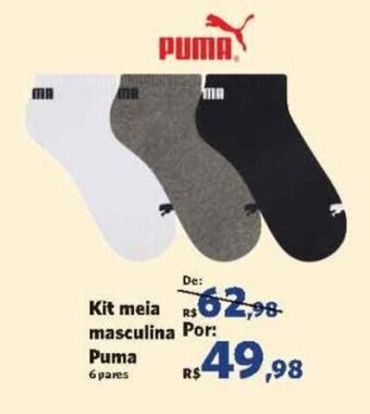 Sam's Club Kit meia masculina Puma 6 pares oferta