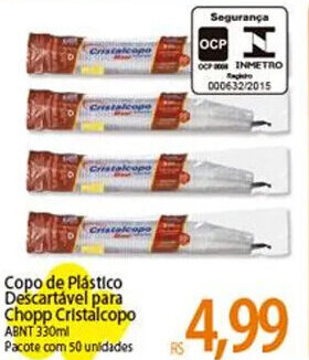 Atacadão Copo de Plástico Descartável para Chopp Cristalcopo oferta