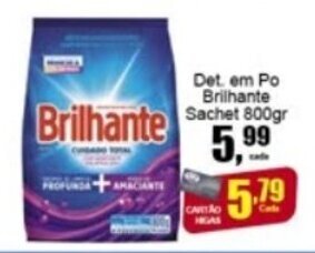 Higa's Supermercado Det. em po Brilhante Sachet 800g oferta