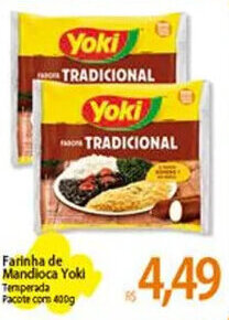Atacadão Farinha de Mandioca Yoki Temperada Pacote com 400g oferta