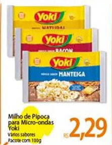 Atacadão Milho de Pipoca para Micro-ondas Yoki varios sabores Pacote com 100g oferta