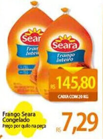 Atacadão Frango Seara Congelado Preço por quilo na peça oferta