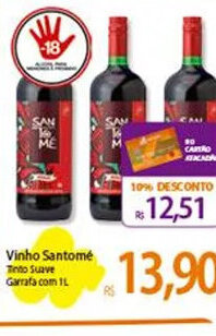 Atacadão Vinho Santome Tinto Suave Garrafa com 1L oferta
