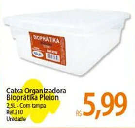 Atacadão Caixa Organizadora Bloprátika Plelon 2,5L-Com tampa Ref 310 Unidade oferta