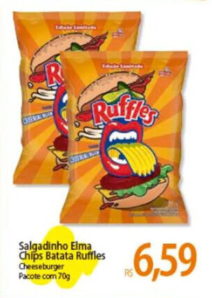 Atacadão Salgadinho Elma Chips Batata Ruffles Cheeseburger Pacote com 70g oferta