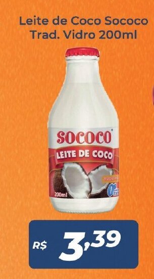 Atakarejo Leite de Coco Sococo Trad. Vidro 200ml oferta