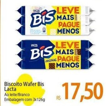 Atacadão Biscoito Wafer Bis Lacta Ao leite/Branco Embalagem com 3x126g oferta