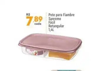 Pote Para Fiambre Sanremo Fácil Retangular 1.4L