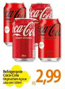 Refrigerante Coca-Cola Original/Sem Açúcar Lata com 350ml