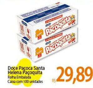 Atacadão Doce Paçoca Santa Helena Paçoquita Rolha Embalada Caixa com 100 unidades oferta