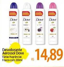 Atacadão Desodorante Aerossol Dove Várias fragrâncias Frasco com 200ml oferta