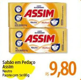 Atacadão Sabão em Pedaço Assim Neutro Pacote com 5x180g oferta