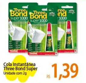 Atacadão Cola Instantánea Three Bond Super Unidade com 2g oferta