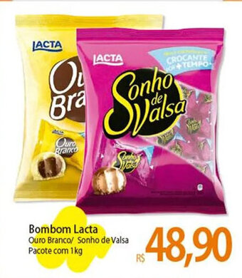 Atacadão Bombom Lacta Ouro Branco/ Sonho de Valsa Pacote com 1kg oferta