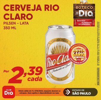 Dia CERVEJA RIO CLARO PILSEN - LATA 350 ML oferta