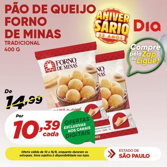 Dia PÃO DE QUEIJO FORNO DE MINAS TRADICIONAL 400 G oferta