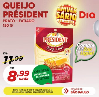 Dia QUEIJO PRÉSIDENT PRATO - FATIADO 150 G oferta