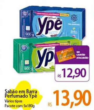 Atacadão Sabão em Barra Perfumado Ypê Vários tipos Pacote com 5x180g oferta