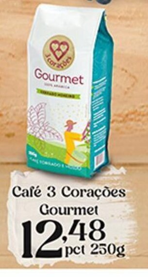 Supermercados Tauste Café 3 Corações Gourmet pct 250g oferta