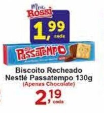 Rossi Supermercado Biscoito Recheado Nestlé Passatempo 130g (Apenas Chocolate) oferta