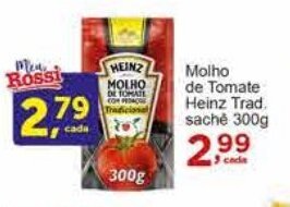 Rossi Supermercado Molho de Tomate Heinz Trad. sachè 300g oferta