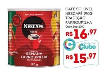 Bistek Supermercados CAFÉ SOLÚVEL NESCAFÉ 190G TRADIÇÃO FARROUPILHA Quant Disp: 1000 oferta