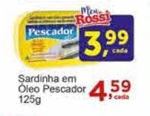 Rossi Supermercado Sardinha em Óleo Pescador 125g oferta