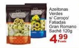 Rossi Supermercado Azeitonas Verdes s/ Caroço/ Fatiadas Gran Romano Sachê 120g oferta