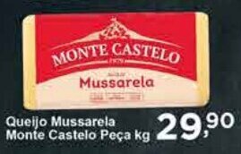 Rossi Supermercado Queijo Mussarela Monte Castelo Peça kg oferta
