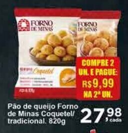 Rossi Supermercado Pão de queijo Forno de Minas Coquetel/ tradicional. 820g oferta