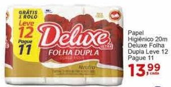 Papel Higiênico 20m Deluxe Folha Dupla Leve 12 pague 11