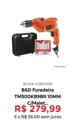 BLACK & DECKER B&D Furadeira TM500KB9BR 10MM C/Malet...
