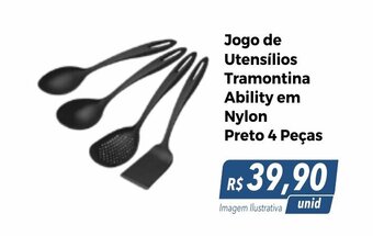 Jogo de Utensílios Tramontina Ability em Nylon Preto 4 Peças