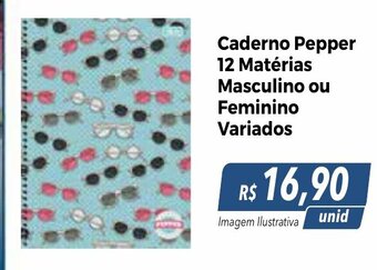 Caderno Pepper 12 Matérias Masculino ou Feminino Variados