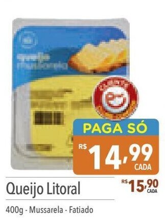 Supermercados Condor Queijo Litoral 400g - Mussarela - Fatiado oferta