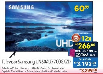 Supermercados Condor Televisor Samsung UN60AU7700GXZD R$3.192.000 oferta