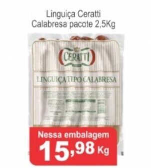 Calvo Atacadista Linguica Ceratti Calabresa pacote 2.5kg oferta