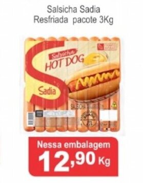 Calvo Atacadista Salsicha Sadia Resfriada pacote 3kg oferta