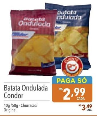 Supermercados Condor Batata Ondulada Condor 40g/50g-Churrasco/ Original oferta