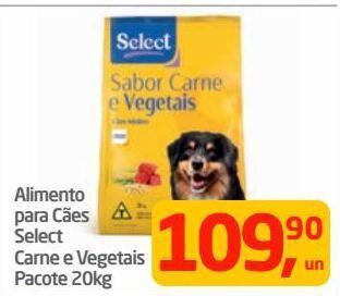 Tenda Atacado Alimento para cães select carne e vegetais pacote 20kg oferta