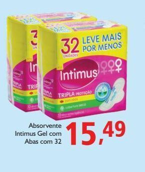 Absorvente intimus gel com abas com 32
