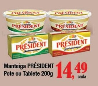 Supermercados Unidos Manteiga PRÉSIDENT Pote ou Tablete 200g oferta