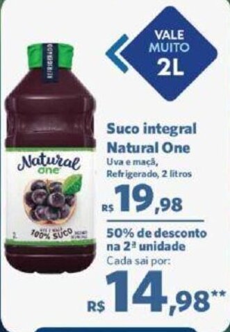 Sam's Club Suco integral Natural One Uva e maçã, Refrigerado, 2 litros oferta